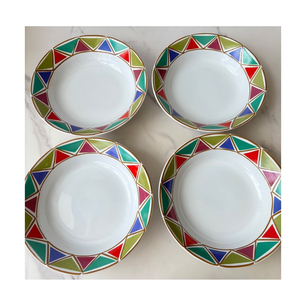 Bob Mackie Home Sakura Happy Angel Stoneware‎ Soup Pasta Bowls 4 Pc Multicolor